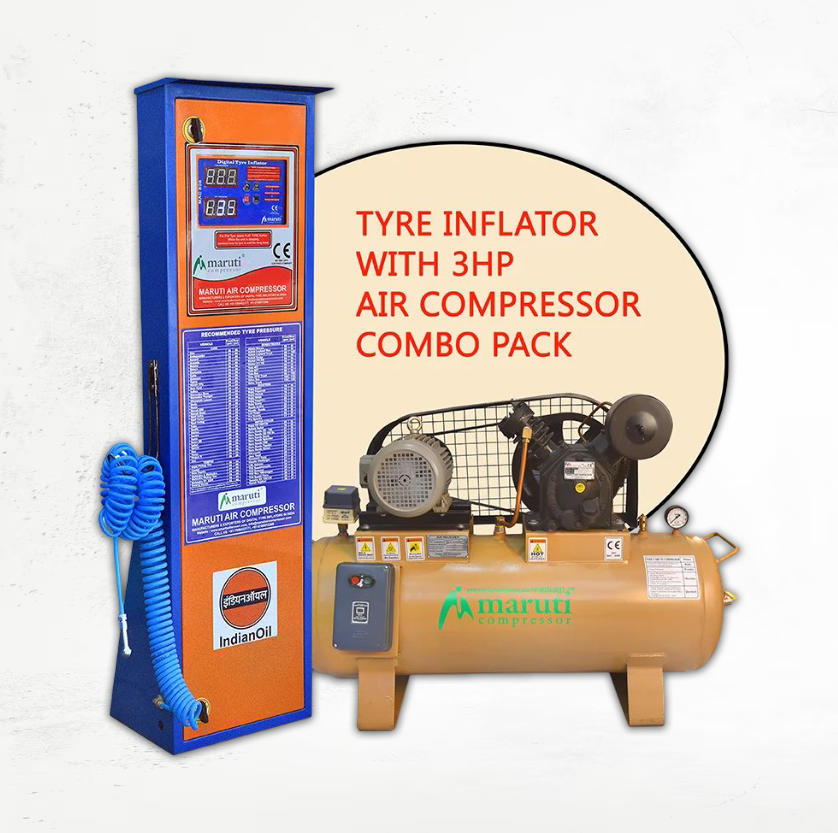 IOCL Digital Tyre Inflator with Air Compressor Combo Pack
