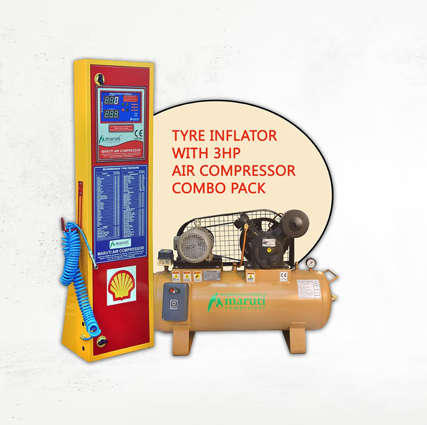 SHELL Tyre Inflator with Air Compressor Combo Pack